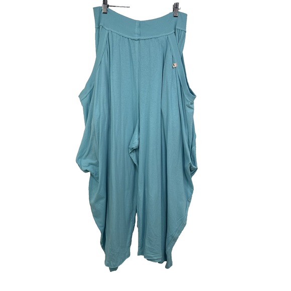 Free People Pants - Free People Womens Summer Slumber Wide Leg Pants Large Aqua Blue Slouchy Comfort